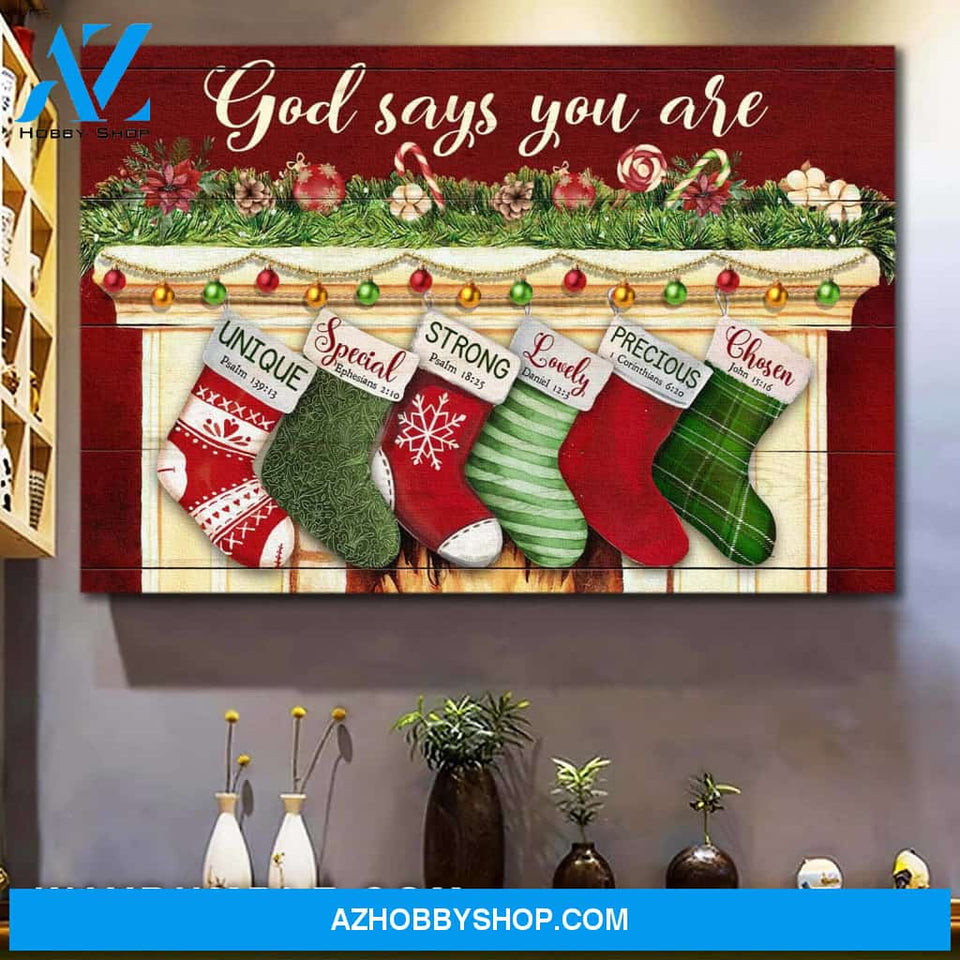 Christmas socks - God says you are - Landscape Canvas Prints, Wall Art
