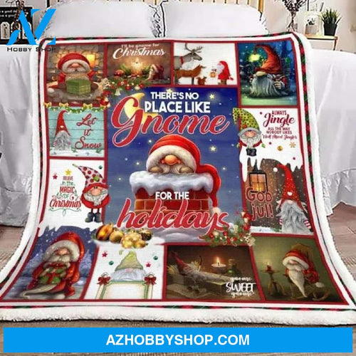 Christmas There's No Place Like Gnome Fleece Blanket Gift For People Home Decor Bedding Couch Sofa Soft And Comfy Cozy