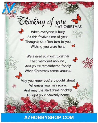 Christmas Thinking Of You At Christmas Fleece Blanket Gift For Family,Birthday,Christmas,Friends,Couple Gift Home Decor Bedding Couch Sofa Soft and Comfy