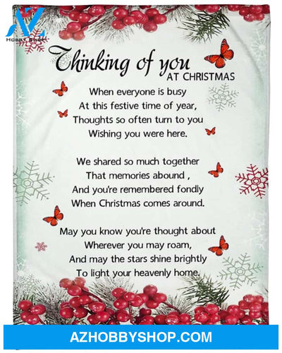 Christmas Thinking Of You At Christmas Fleece Blanket Gift For Family,Birthday,Christmas,Friends,Couple Gift Home Decor Bedding Couch Sofa Soft and Comfy