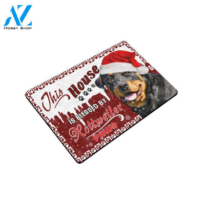 Christmas This House Is Blessed By Rottweiler Doormat Indoor And Outdoor Mat Entrance Rug Sweet Home Decor Housewarming Gift Gift For Friend Family Stem Feminist