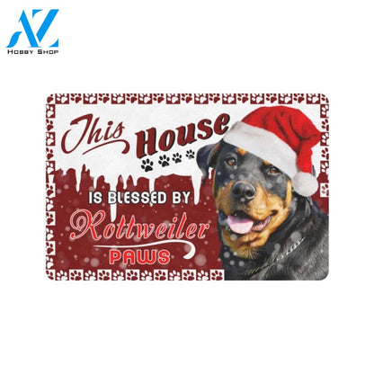 Christmas This House Is Blessed By Rottweiler Doormat Indoor And Outdoor Mat Entrance Rug Sweet Home Decor Housewarming Gift Gift For Friend Family Stem Feminist