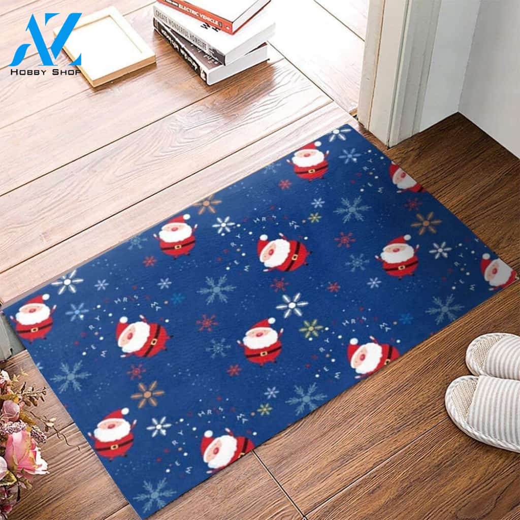 Christmas Tiny Santa Snowflake Printed Carpet Doormat Welcome Mat Housewarming Home Decor Funny Doormat Gift Idea