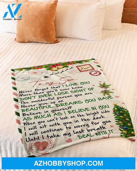 Christmas To My Son Never Forget That I Love You Blanket Gift For Son From Mom Birthday Gift Home Decor Bedding Couch Sofa Soft and Comfy Cozy
