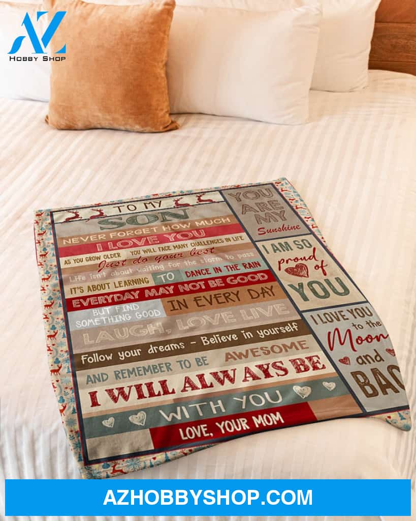 Christmas To My Son You Are My Sunshine Blanket Gift For Son From Mom Birthday Gift Home Decor Bedding Couch Sofa Soft and Comfy Cozy