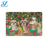 Christmas Tree 3 Shih Tzu Indoor And Outdoor Doormat Gift For Shih Tzu Dog lovers Gift For Friend & Family Home Decor Warm House Gift Welcome Mat