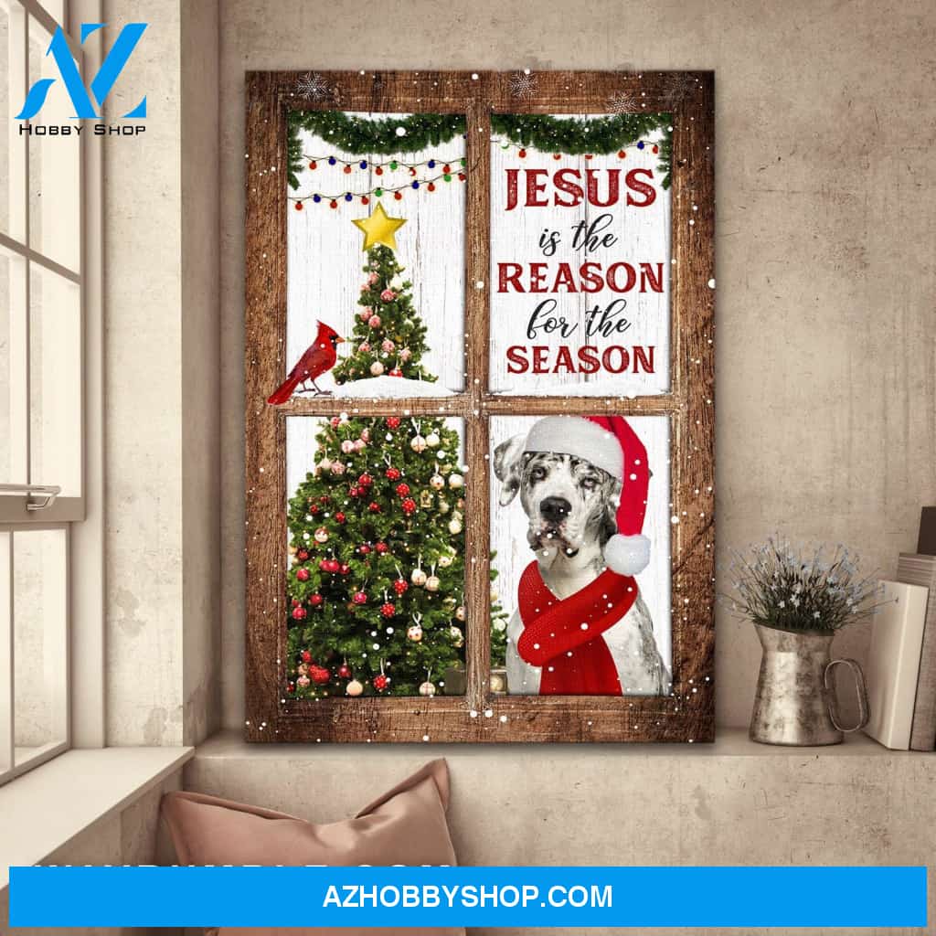Christmas tree, Jesus is the reason for the season - Jesus, Great Dane Portrait Canvas Prints, Wall Art