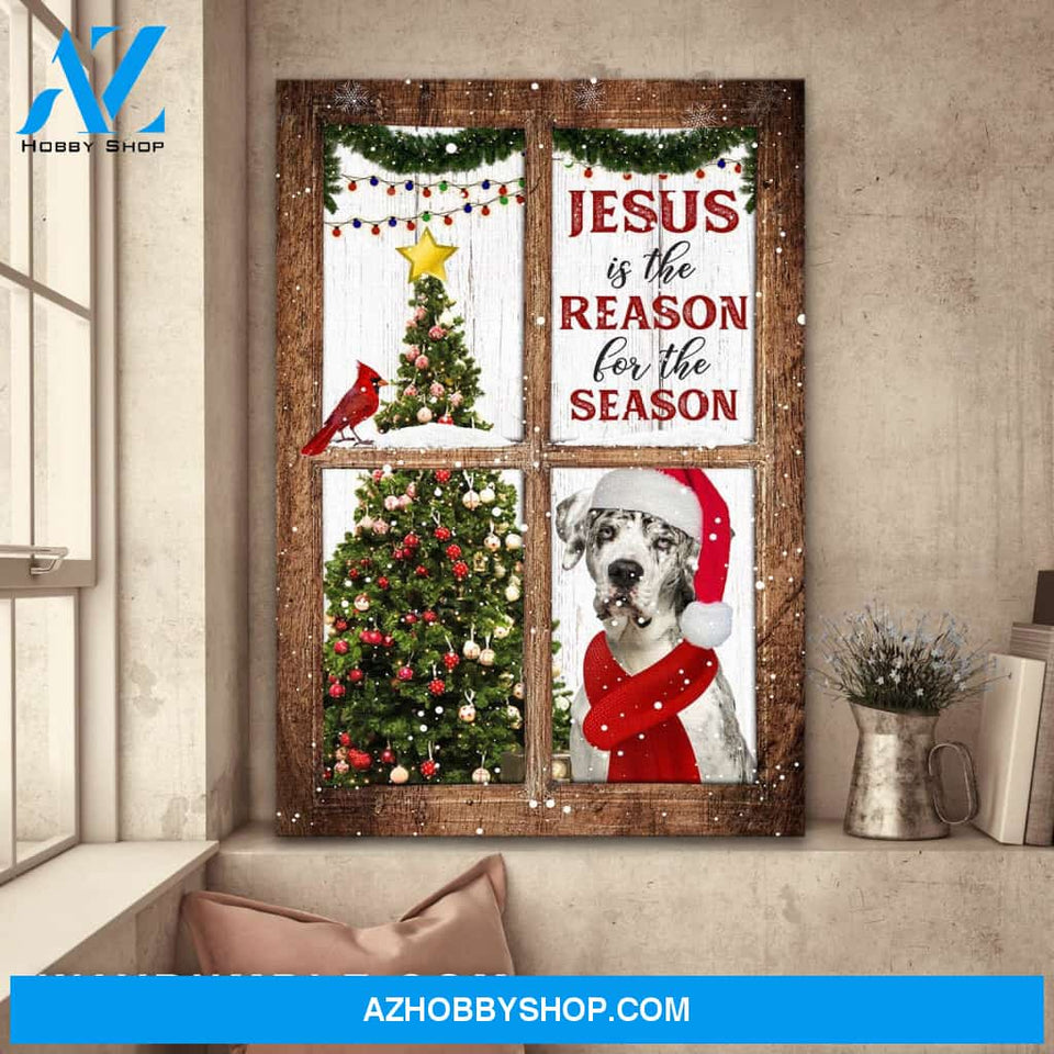 Christmas tree, Jesus is the reason for the season - Jesus, Great Dane Portrait Canvas Prints, Wall Art