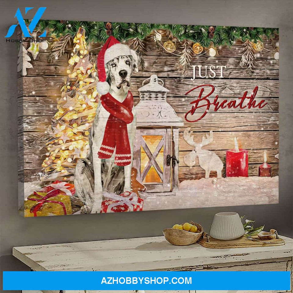 Christmas tree, Just breath - Jesus, Great Dane painting Landscape Canvas Prints, Wall Art