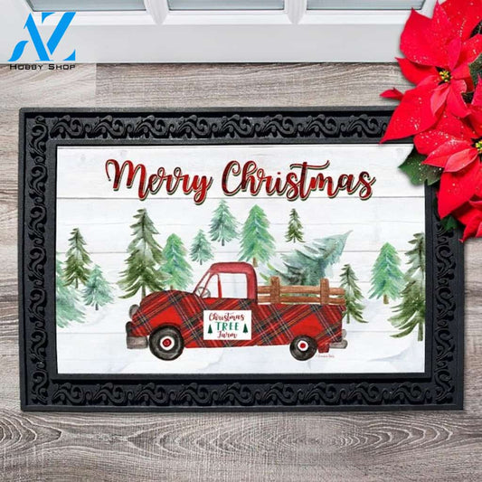 Christmas Tree Red Truck Doormat - 18" x 30"