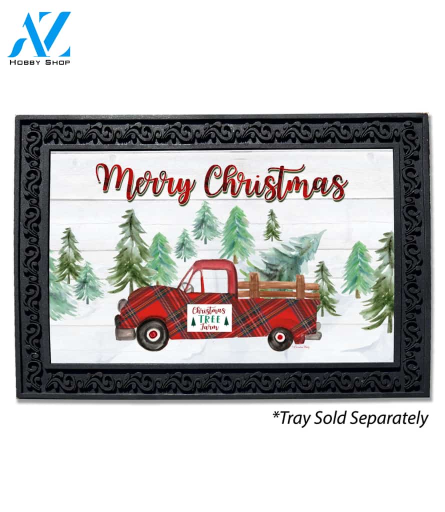 Christmas Tree Red Truck Doormat - 18" x 30"