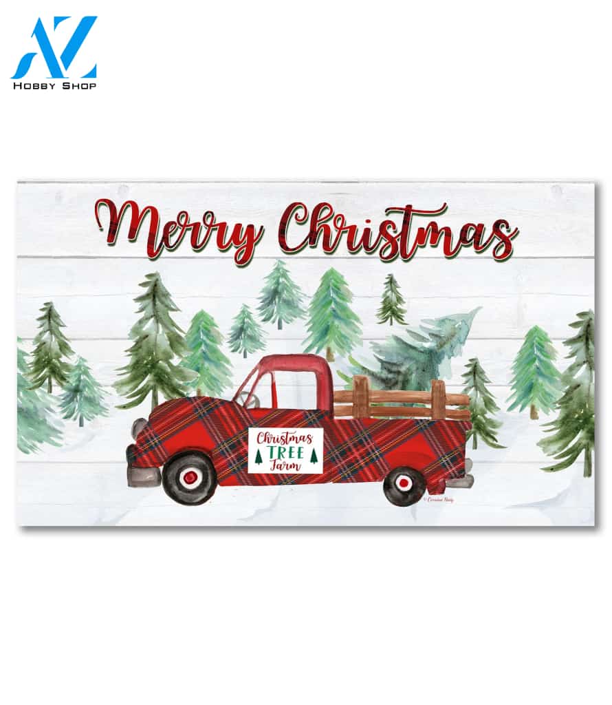 Christmas Tree Red Truck Doormat - 18" x 30"