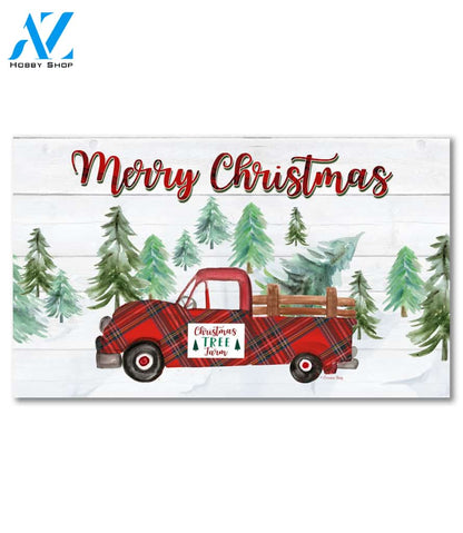 Christmas Tree Red Truck Doormat - 18" x 30"