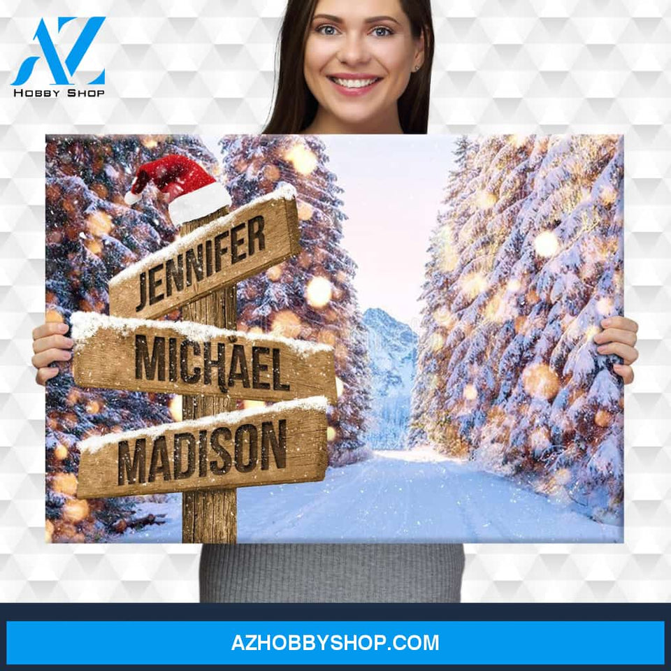 Christmas Tree Road Multi-Name Premium Canvas