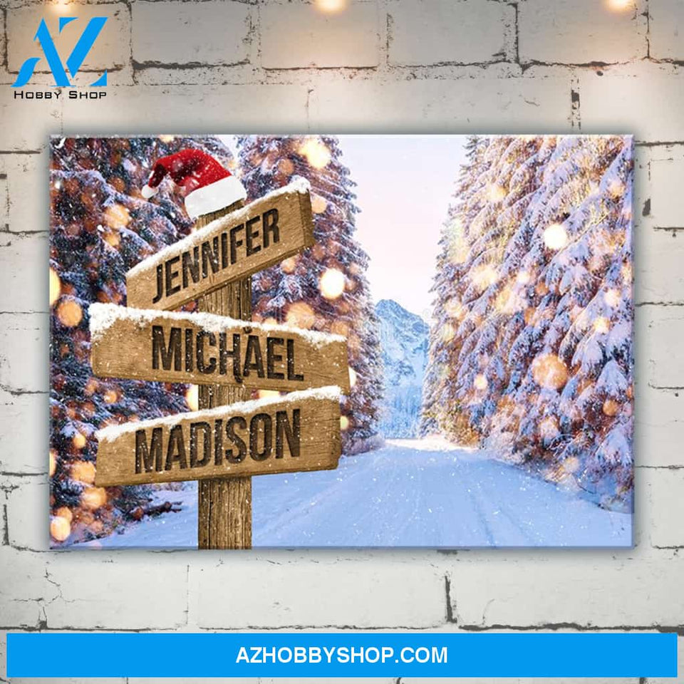 Christmas Tree Road Multi-Name Premium Canvas