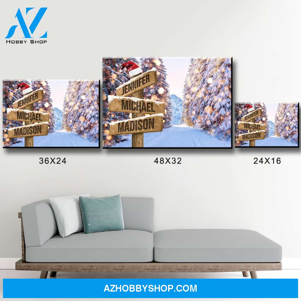 Christmas Tree Road Multi-Name Premium Canvas