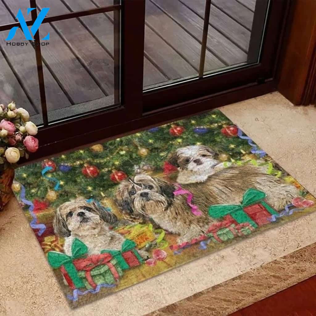 Christmas Tree Shih Tzu MMC3010143 Doormat