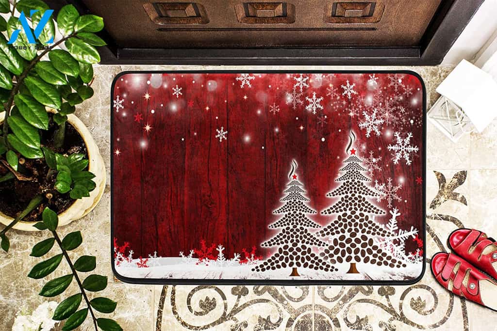 Christmas Tree Winter White Snowflake Pine Welcome Doormat Indoor And Outdoor Mat Entrance Rug Sweet Home Decor Housewarming Gift Gift Friend Family Christmas Holiday
