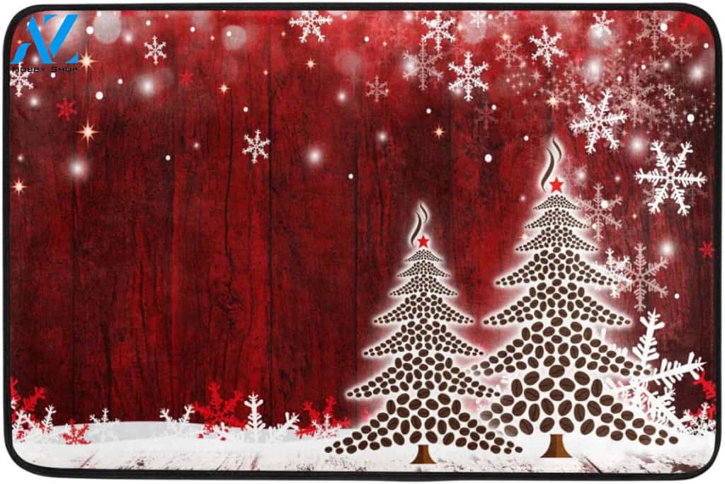 Christmas Tree Winter White Snowflake Pine Welcome Doormat Indoor And Outdoor Mat Entrance Rug Sweet Home Decor Housewarming Gift Gift Friend Family Christmas Holiday