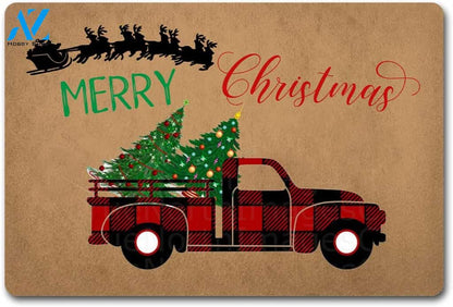 Christmas Truck Merry Christmas Tree Doormat Indoor And Outdoor Mat Entrance Rug Sweet Home Decor Housewarming Gift Gift Friend Family Christmas Holiday