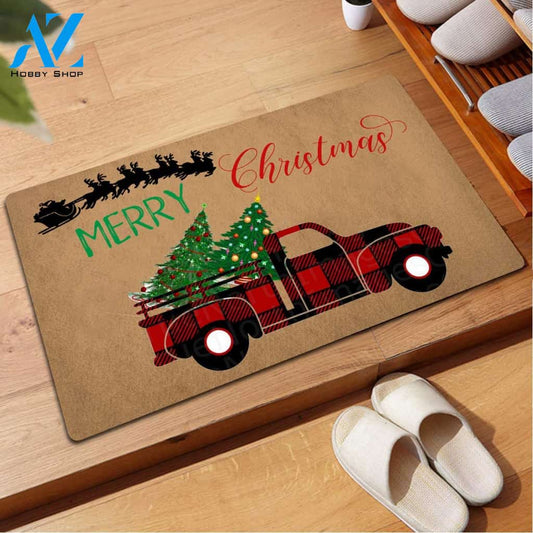 Christmas Truck Merry Christmas Tree Doormat Indoor And Outdoor Mat Entrance Rug Sweet Home Decor Housewarming Gift Gift Friend Family Christmas Holiday