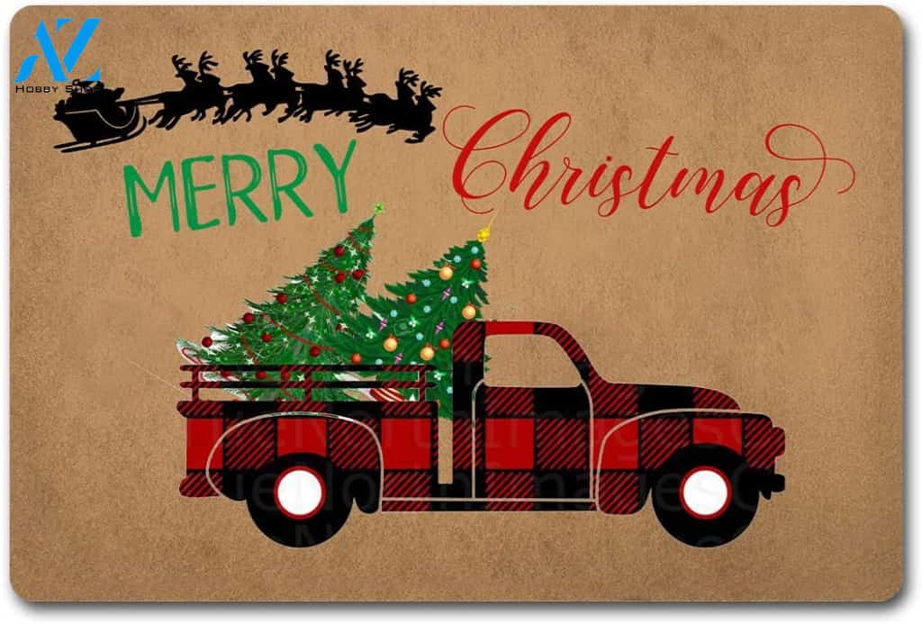 Christmas Truck Merry Christmas Tree Doormat Indoor And Outdoor Mat Entrance Rug Sweet Home Decor Housewarming Gift Gift Friend Family Christmas Holiday