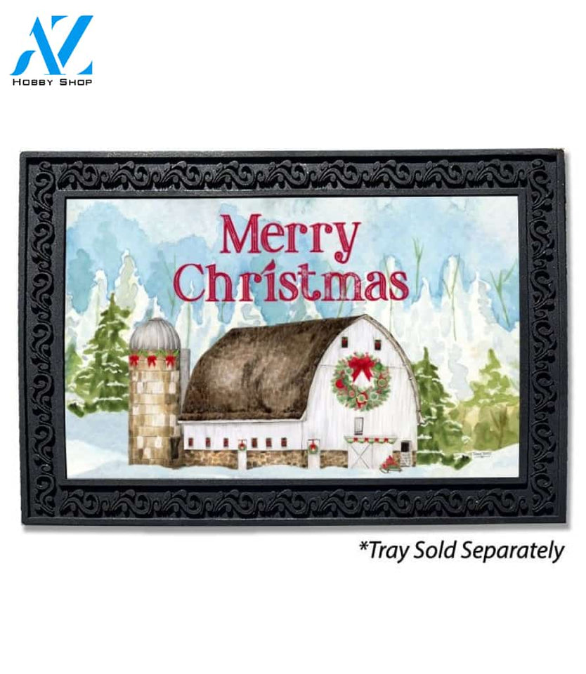 Christmas White Barn Doormat - 18" x 30"