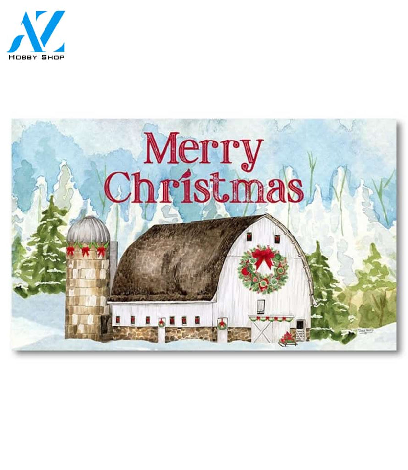 Christmas White Barn Doormat - 18" x 30"