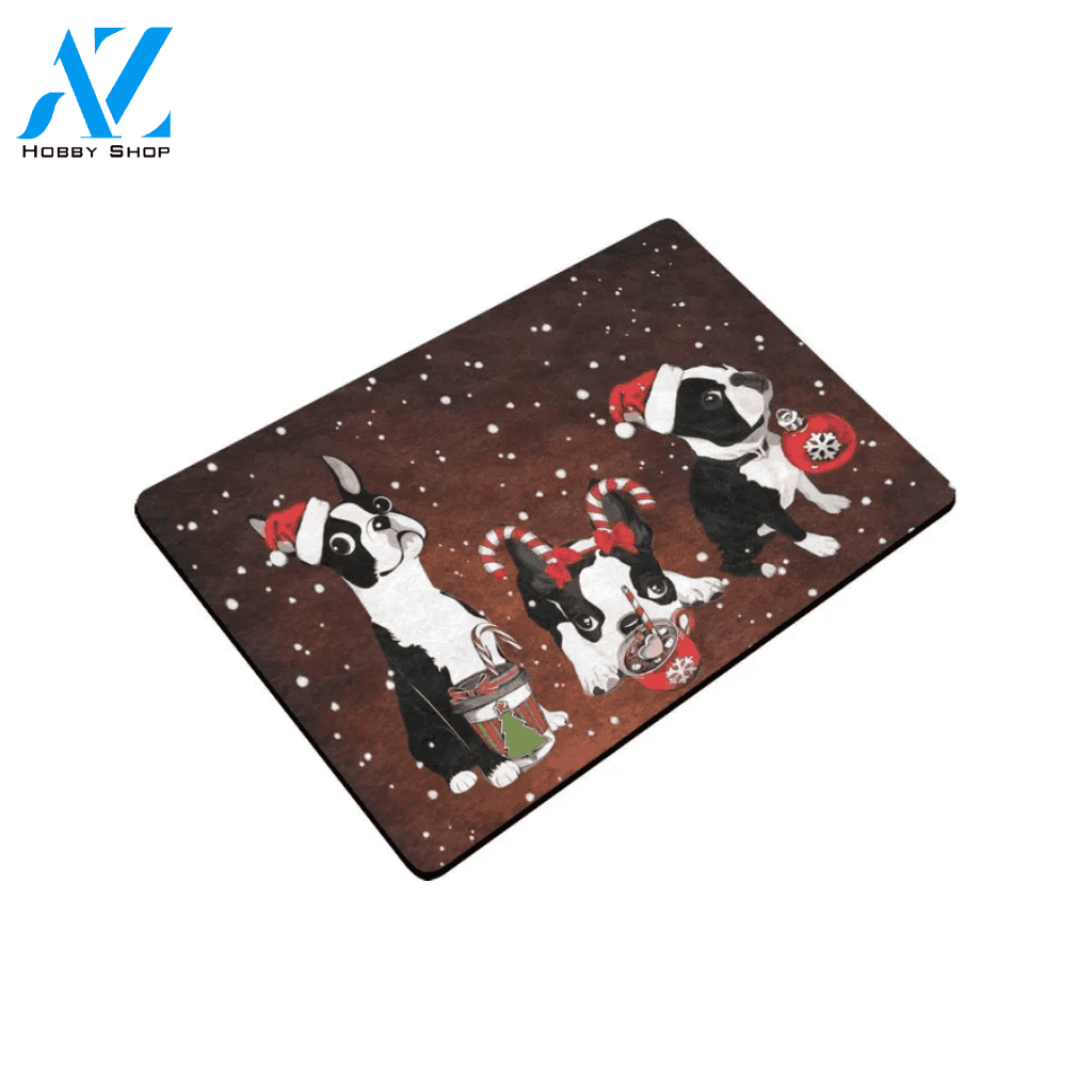 Christmas Wiaccessories Of Boston Terrier Rubber Doormat