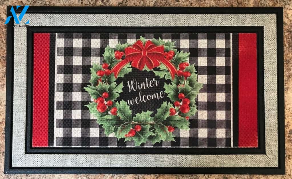 Christmas Winter Welcome Wreath Doormat Indoor And Outdoor Mat Entrance Rug Sweet Home Decor Housewarming Gift Gift For Friend Family Stem Feminist