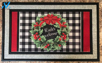 Christmas Winter Welcome Wreath Doormat Indoor And Outdoor Mat Entrance Rug Sweet Home Decor Housewarming Gift Gift For Friend Family Stem Feminist