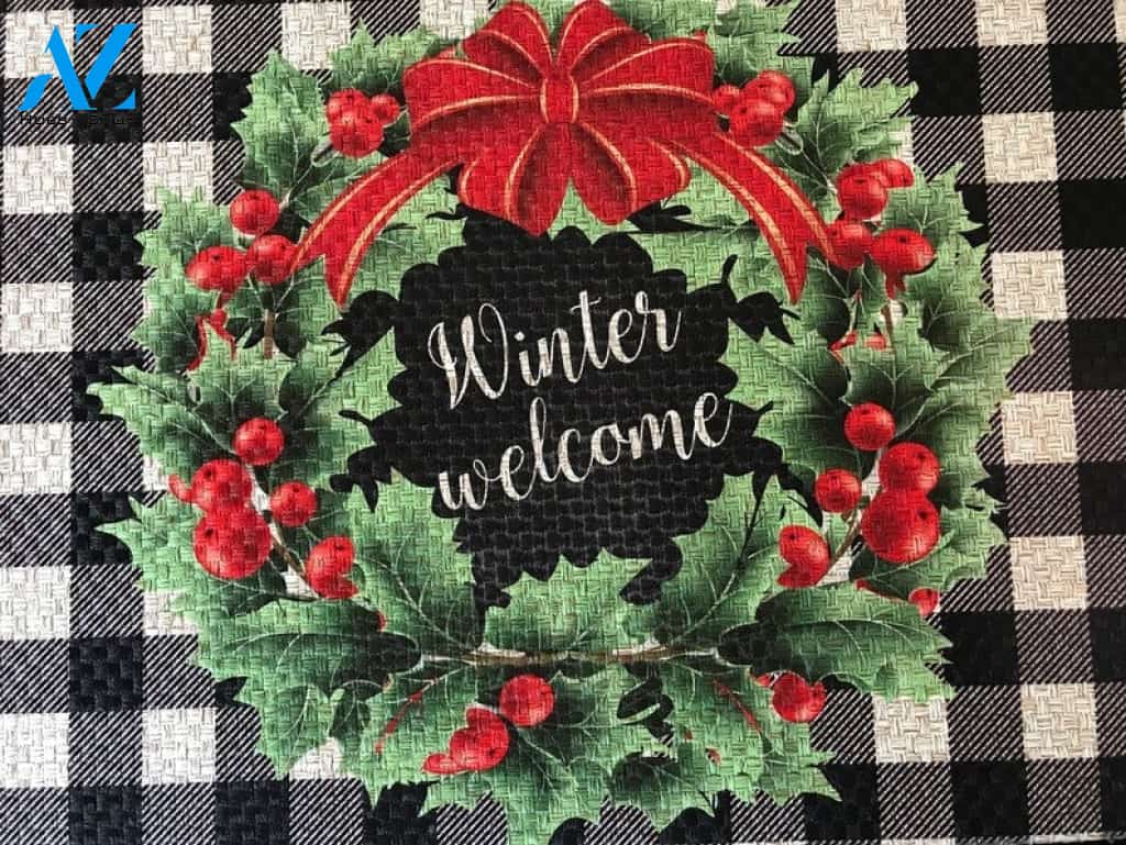 Christmas Winter Welcome Wreath Doormat Indoor And Outdoor Mat Entrance Rug Sweet Home Decor Housewarming Gift Gift For Friend Family Stem Feminist