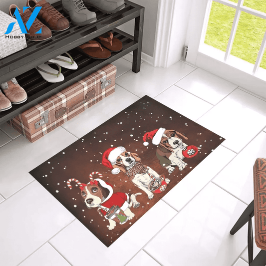 Christmas With Accessories Of Beagle Dog Doormat