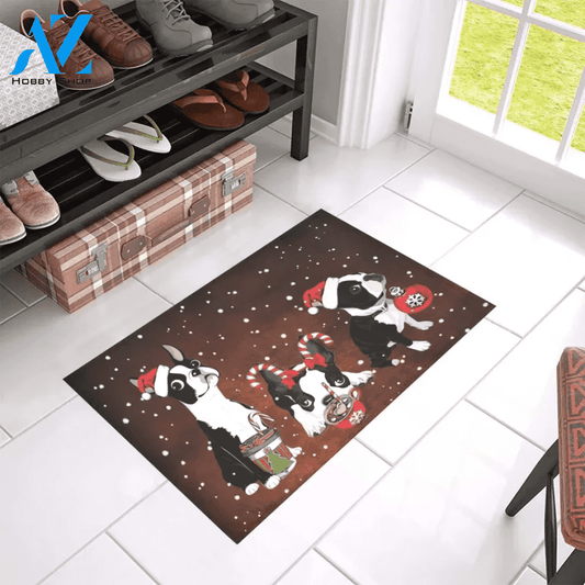 Christmas With Accessories Of Boston Terrier Doormat