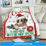 Christmas With My Pug Fleece Blanket Gift for Pug dog lovers Gift For Family & Friends Gift Home Decor Bedding Couch Sofa Soft And Comfy Cozy