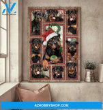 Christmas wreath, Adorable Rottweiler painting - Portrait Canvas Prints, Wall Art