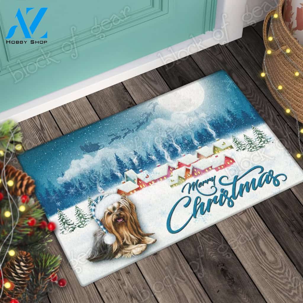 Christmas Yorkshire Terrier Home Decor Doormat - Welcome Mat - House Warming Gift