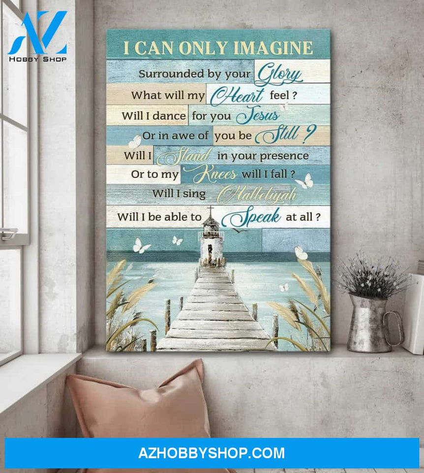 Church and river - I can only imagine - Jesus Portrait Canvas Print - Wall Art