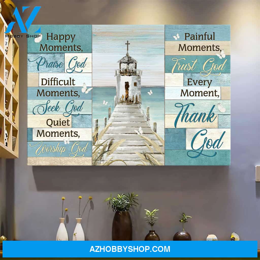 Church by the river - Every moment, thank God - Jesus Landscape Canvas Prints, Wall Art