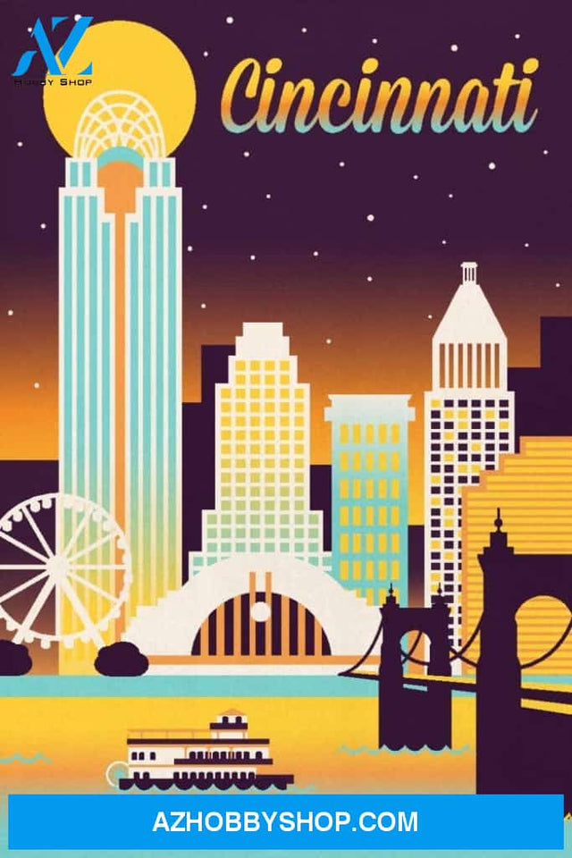 Cincinnati Ohio Retro Skyline Chromatic Series