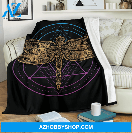 Circle Dragonfly Micro Fleece Blanket Home Decor Bedding Couch Sofa Soft And Comfy Cozy Gift For Dragonfly Lover, Gift For Friend Family, Birthday Gift