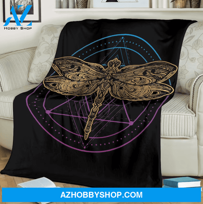 Circle Dragonfly Micro Fleece Blanket Home Decor Bedding Couch Sofa Soft And Comfy Cozy Gift For Dragonfly Lover, Gift For Friend Family, Birthday Gift