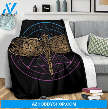 Circle Dragonfly Micro Fleece Blanket Home Decor Bedding Couch Sofa Soft And Comfy Cozy Gift For Dragonfly Lover, Gift For Friend Family, Birthday Gift