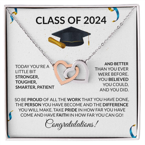 Class of 2024 Graduation Interlocking Hearts Necklace Gift