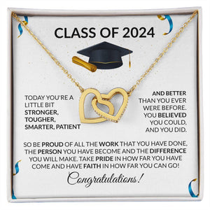 Class of 2024 Graduation Interlocking Hearts Necklace Gift