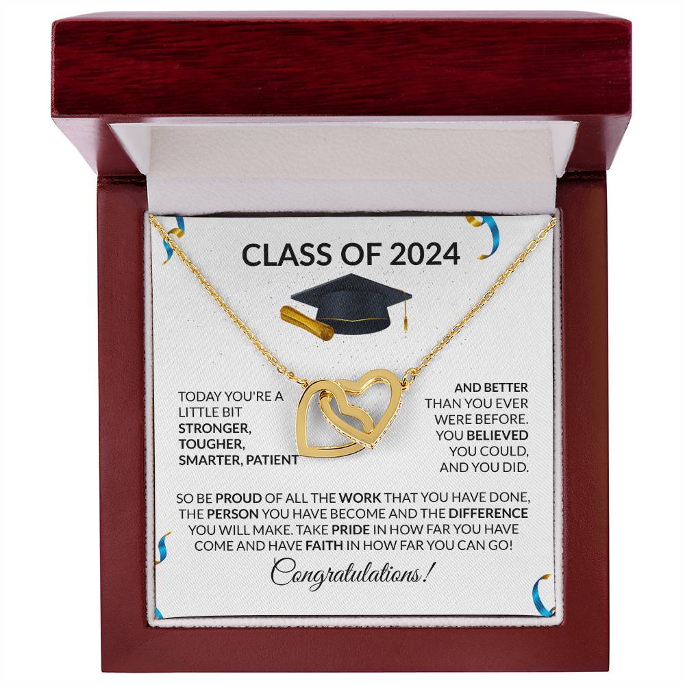 Class of 2024 Graduation Interlocking Hearts Necklace Gift