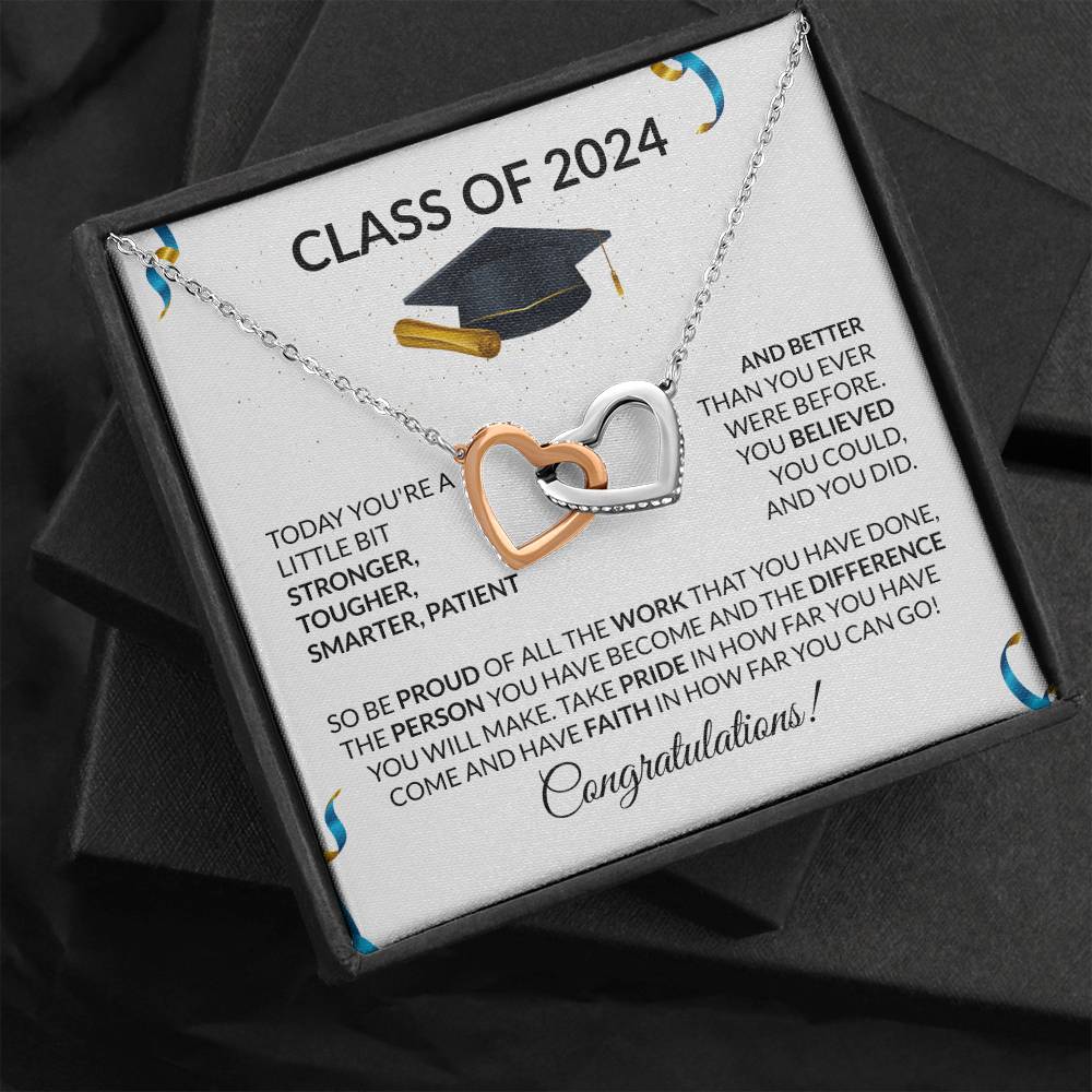 Class of 2024 Graduation Interlocking Hearts Necklace Gift