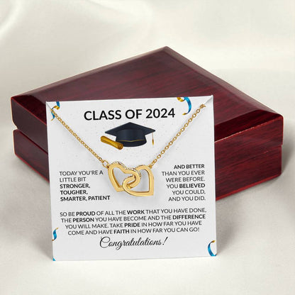 Class of 2024 Graduation Interlocking Hearts Necklace Gift