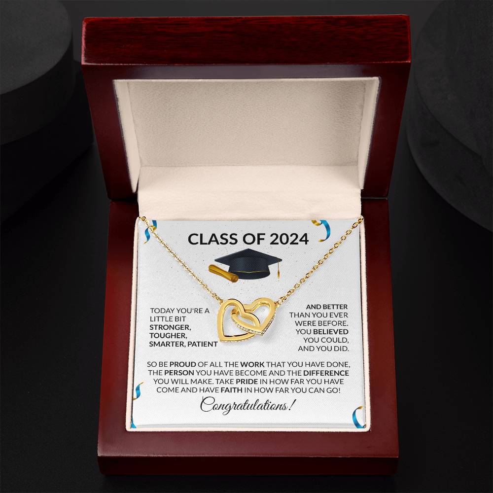 Class of 2024 Graduation Interlocking Hearts Necklace Gift