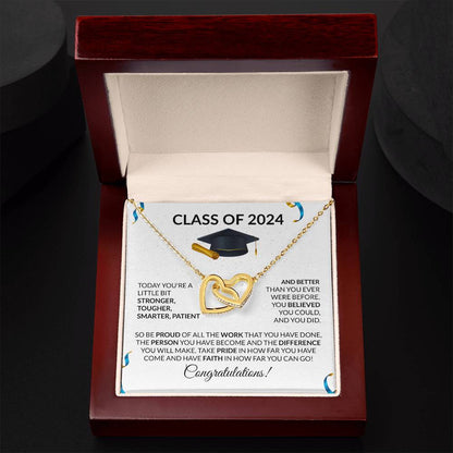 Class of 2024 Graduation Interlocking Hearts Necklace Gift